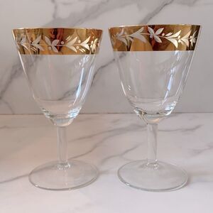 Vintage Gold Rimmed Drink Glasses Set of 2